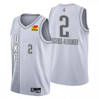 Oklahoma City Thunder #2 Shai Gilgeous-Alexander Men's Nike Gray 202122 Swingman NBA Jersey - City Edition Men's